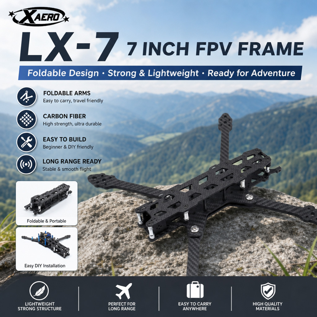 Drone Kit Octocopter - PAURC LX-7 折りたたみ式7インチFPVフレーム - 長距離飛行と簡単な移動のためのカーボンファイバードローンキット、ポータブルクアッドコプター組み立て